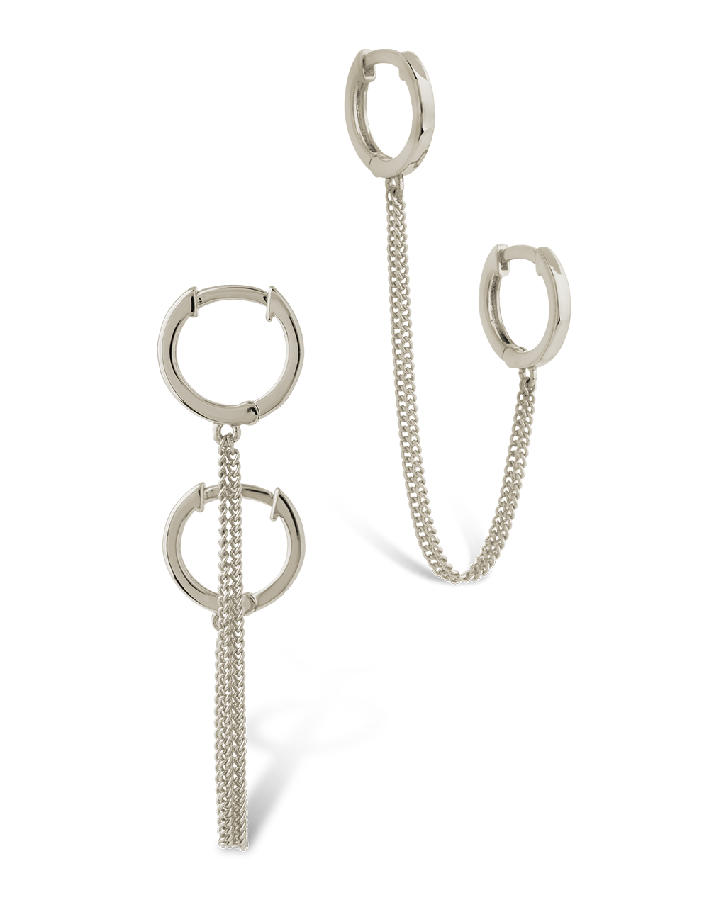 Double Dangle Chain Hoop Earrings