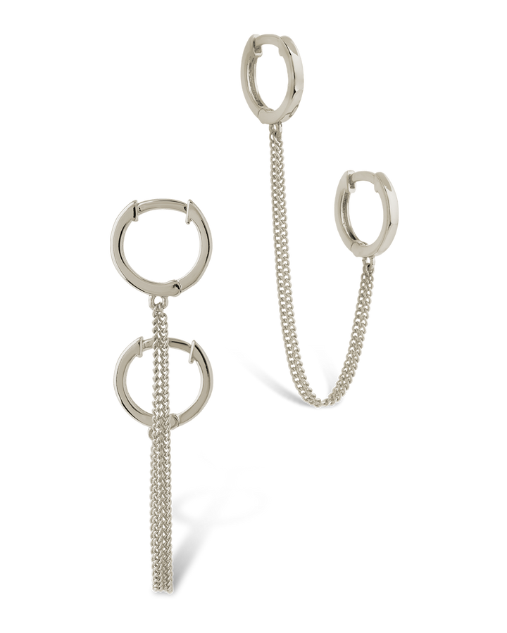 Double Dangle Chain Hoop Earrings