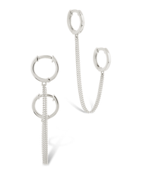 Double Dangle Chain Hoop Earrings