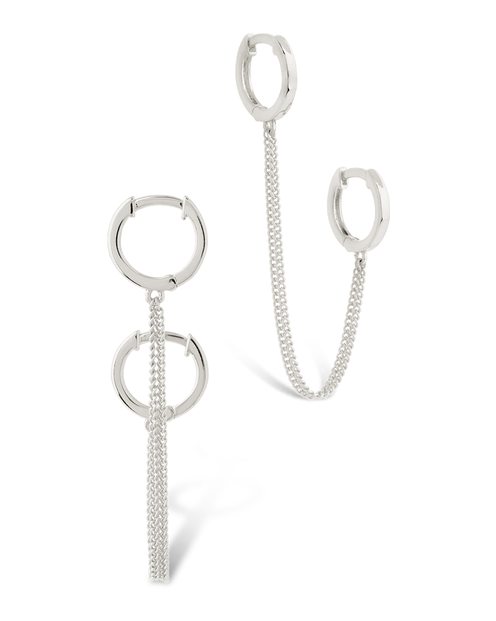 Double Dangle Chain Hoop Earrings