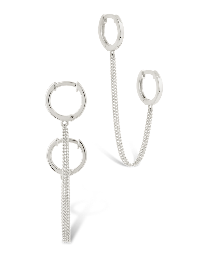 Double Dangle Chain Hoop Earrings