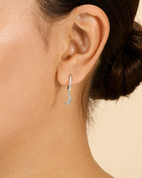 Sterling Silver CZ Crescent Micro Hoops