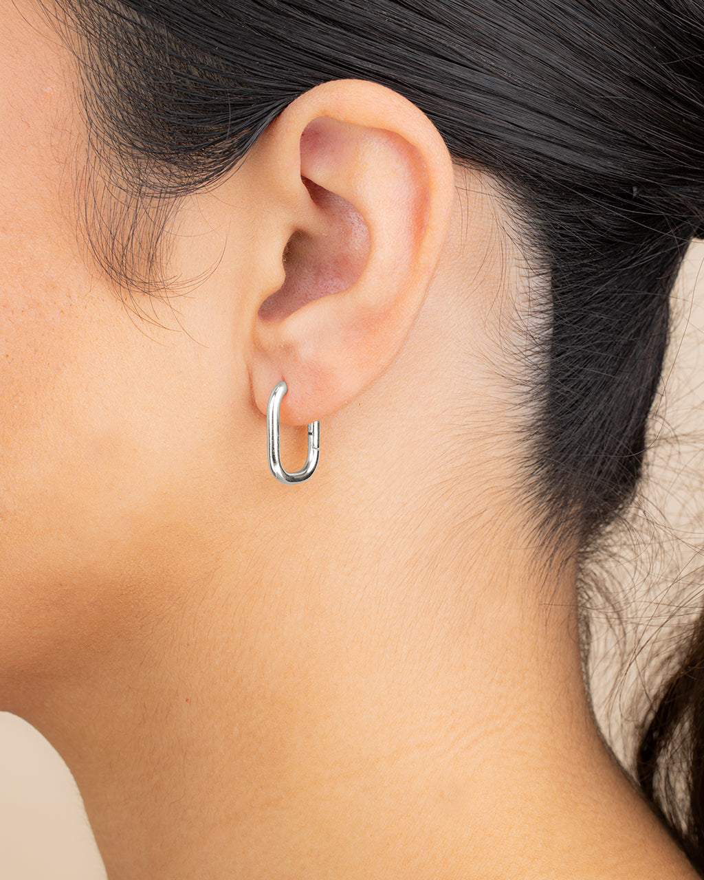 Sterling Silver Rectangle Huggie Hoop Earrings