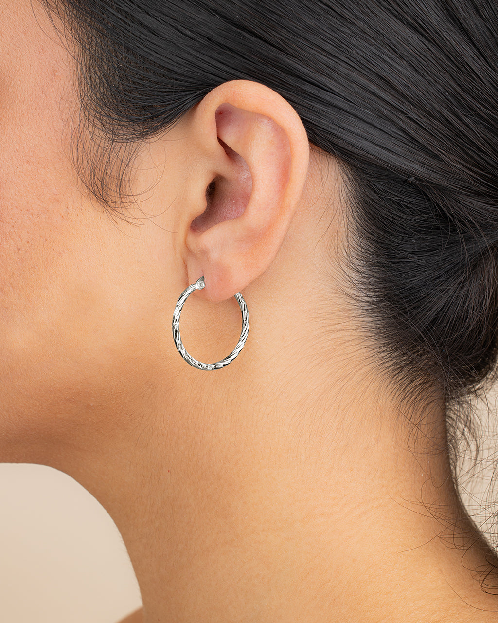 Sterling Silver Anita Textured Hoop Earrings