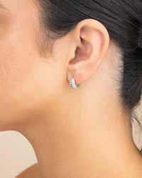 Sterling Silver Graham Ribbed Micro Hoop Earrings - Sterling Forever