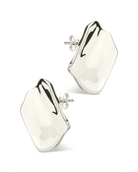Sterling Silver Vivien Molten Square Statement Studs - Sterling Forever