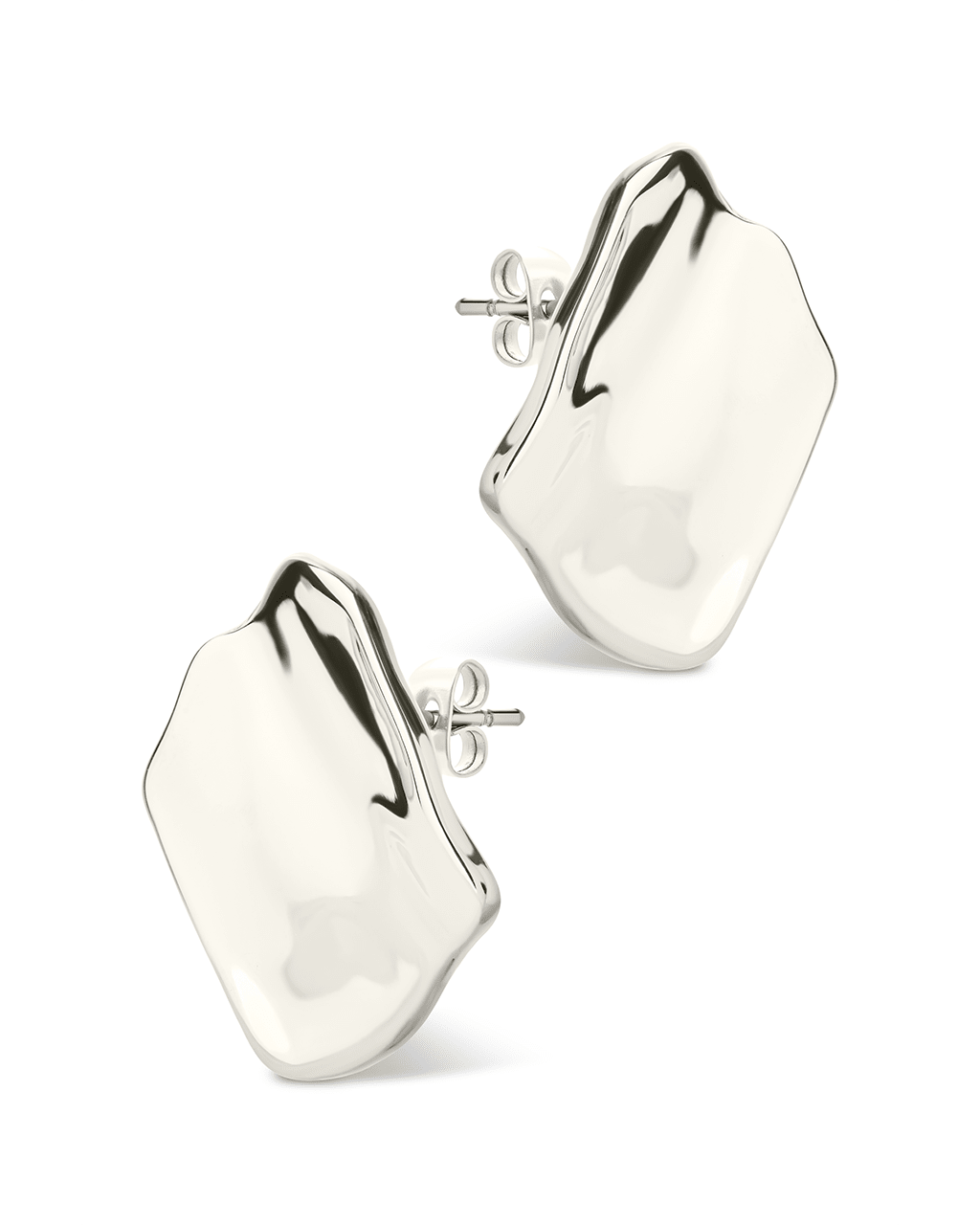 Sterling Silver Vivien Molten Square Statement Studs - Sterling Forever