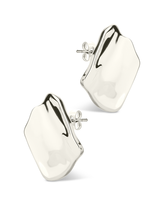 Sterling Silver Vivien Molten Square Statement Studs