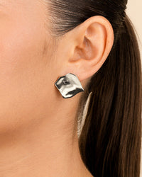 Sterling Silver Vivien Molten Square Statement Studs - Sterling Forever