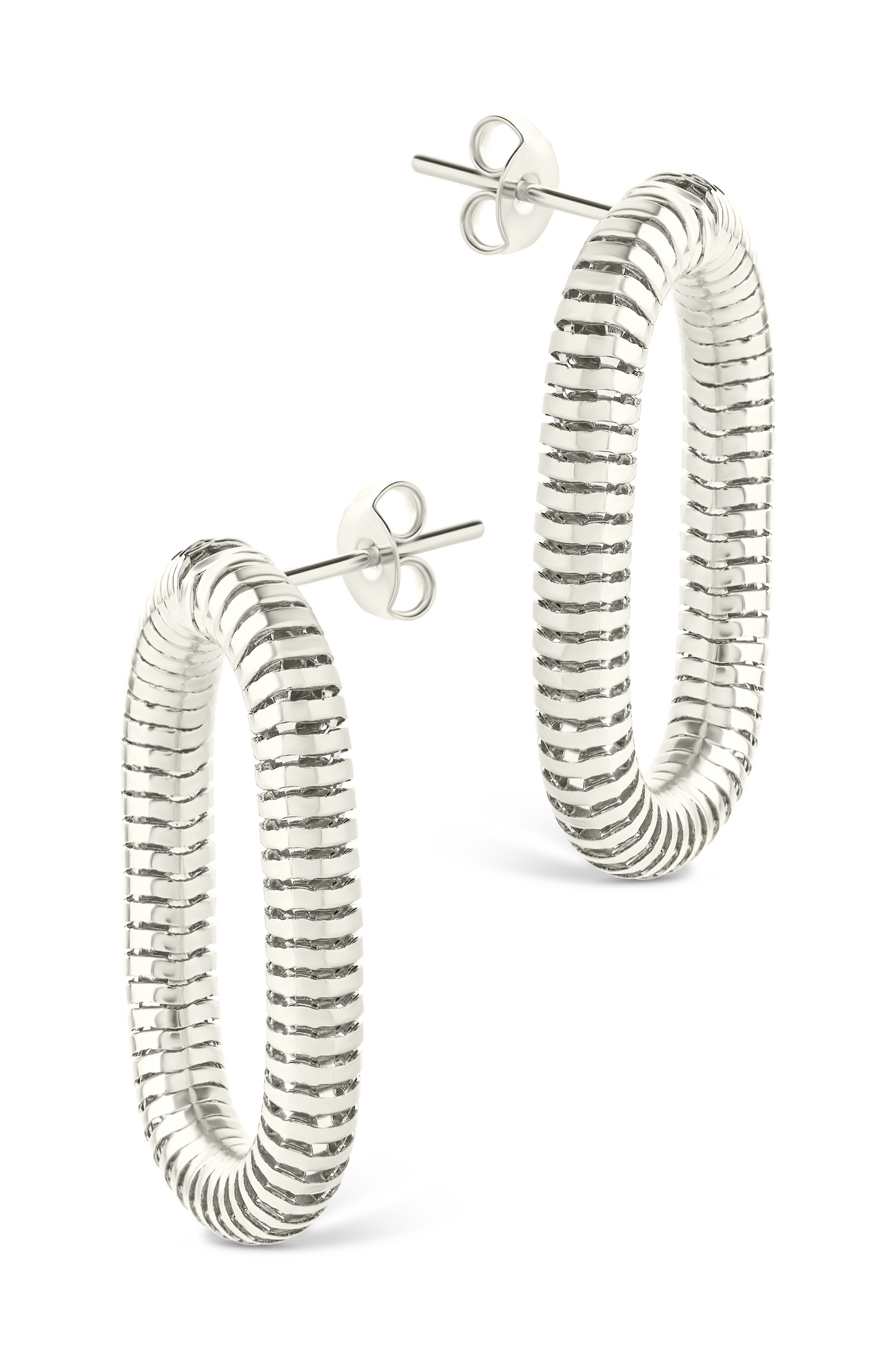 Sterling Silver Indigo Snake Chain Circle Studs