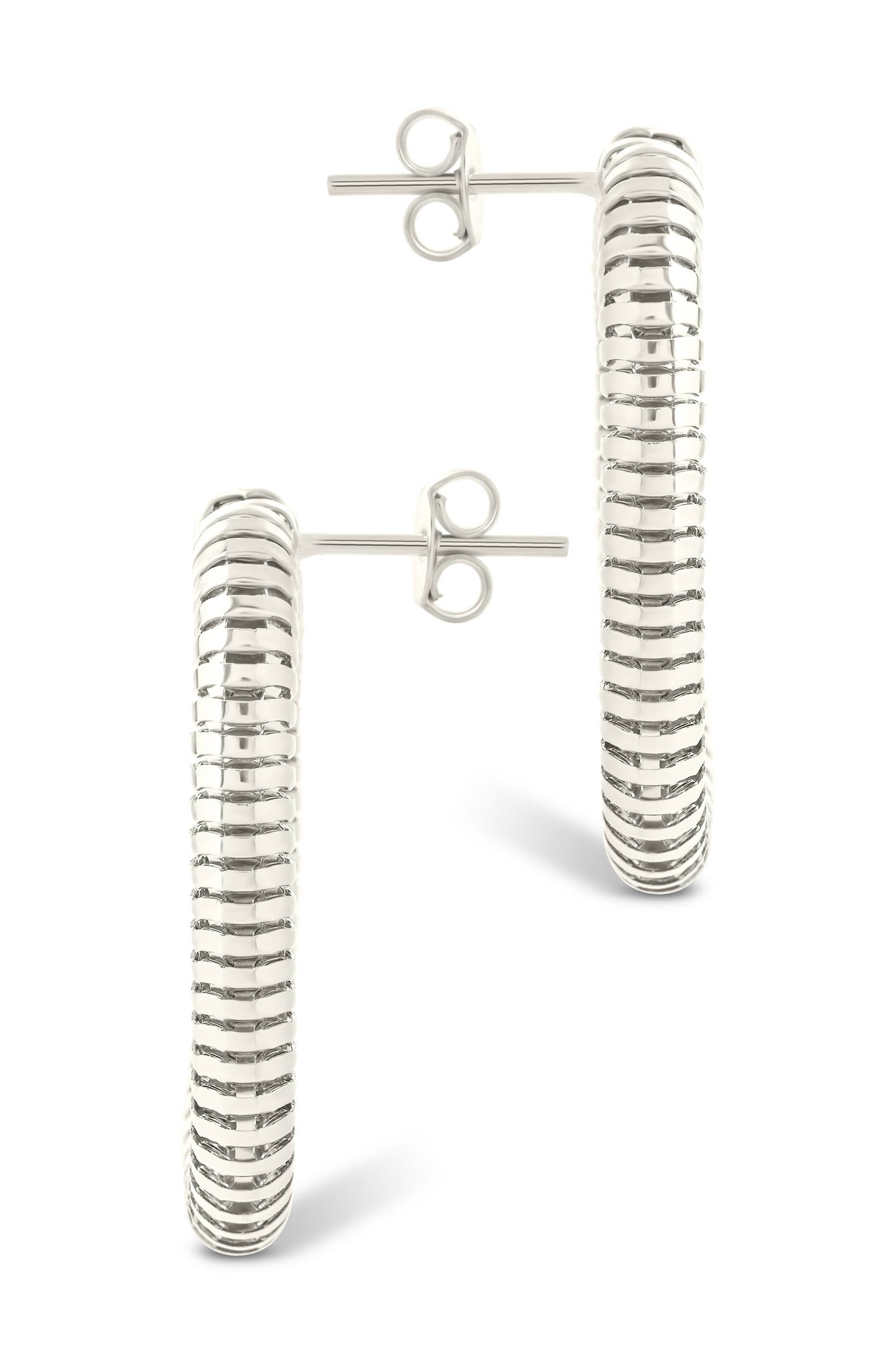 Sterling Silver Indigo Snake Chain Circle Studs