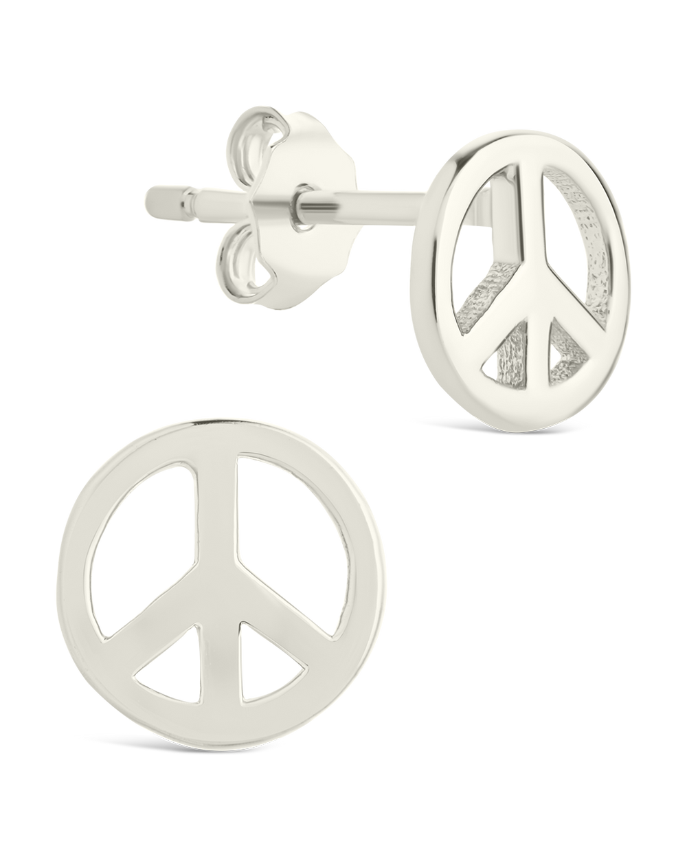 Sterling Silver Peace Sign Studs