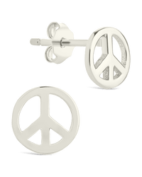 Sterling Silver Peace Sign Studs - Sterling Forever