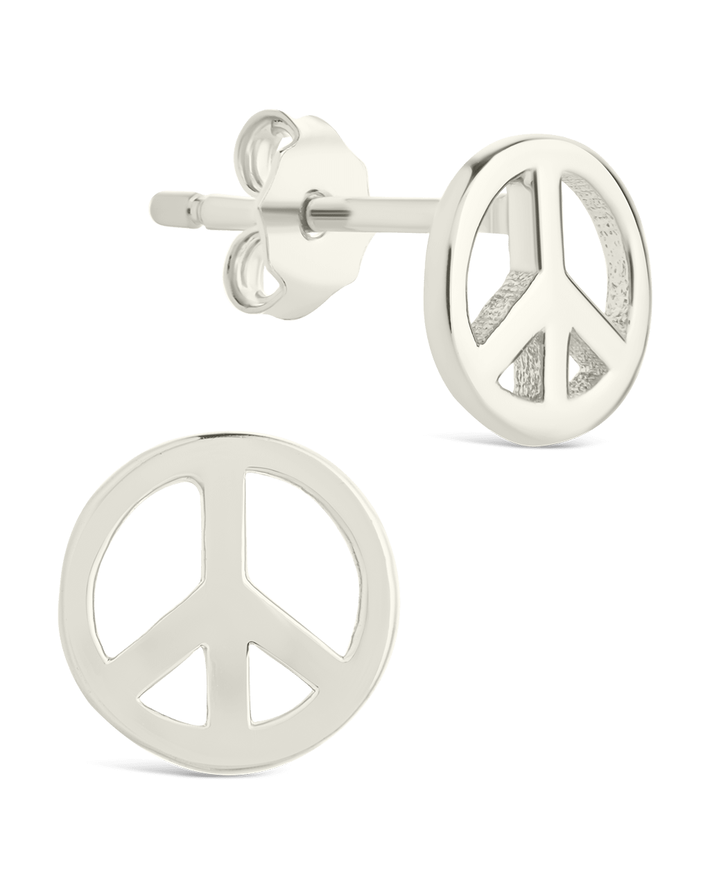 Sterling Silver Peace Sign Studs - Sterling Forever