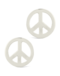 Sterling Silver Peace Sign Studs - Sterling Forever