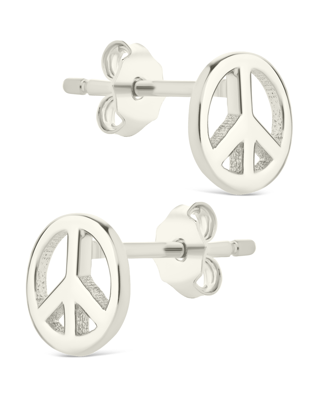 Sterling Silver Peace Sign Studs - Sterling Forever