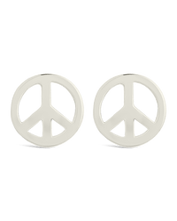 Sterling Silver Peace Sign Studs - Sterling Forever