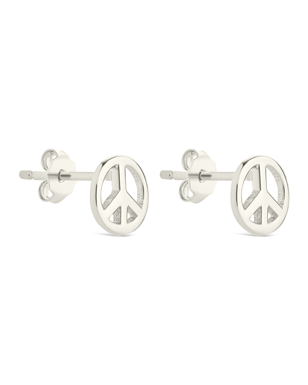 Sterling Silver Peace Sign Studs - Sterling Forever