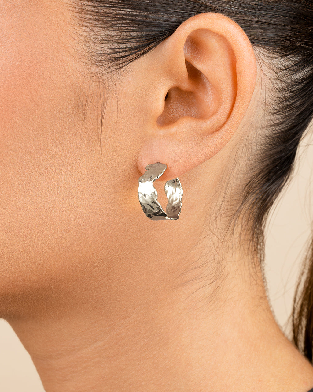 Sterling Silver Anna Textured Hoop Earrings