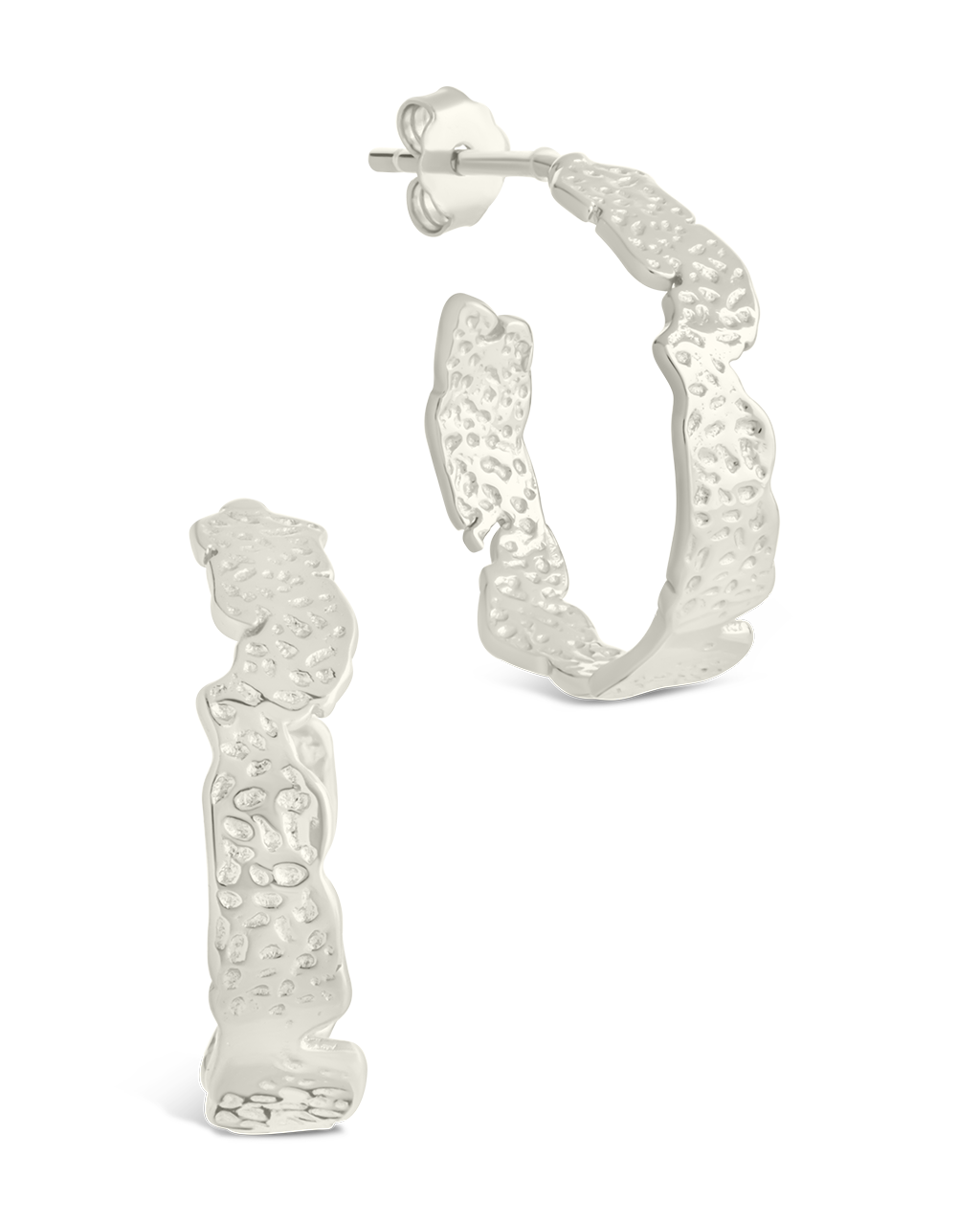 Sterling Silver Mary Textured Hoop Earrings