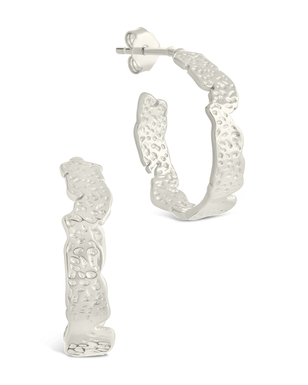 Sterling Silver Mary Textured Hoop Earrings - Sterling Forever