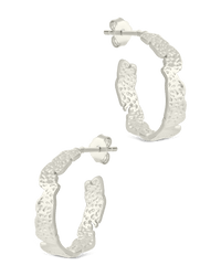 Sterling Silver Mary Textured Hoop Earrings - Sterling Forever