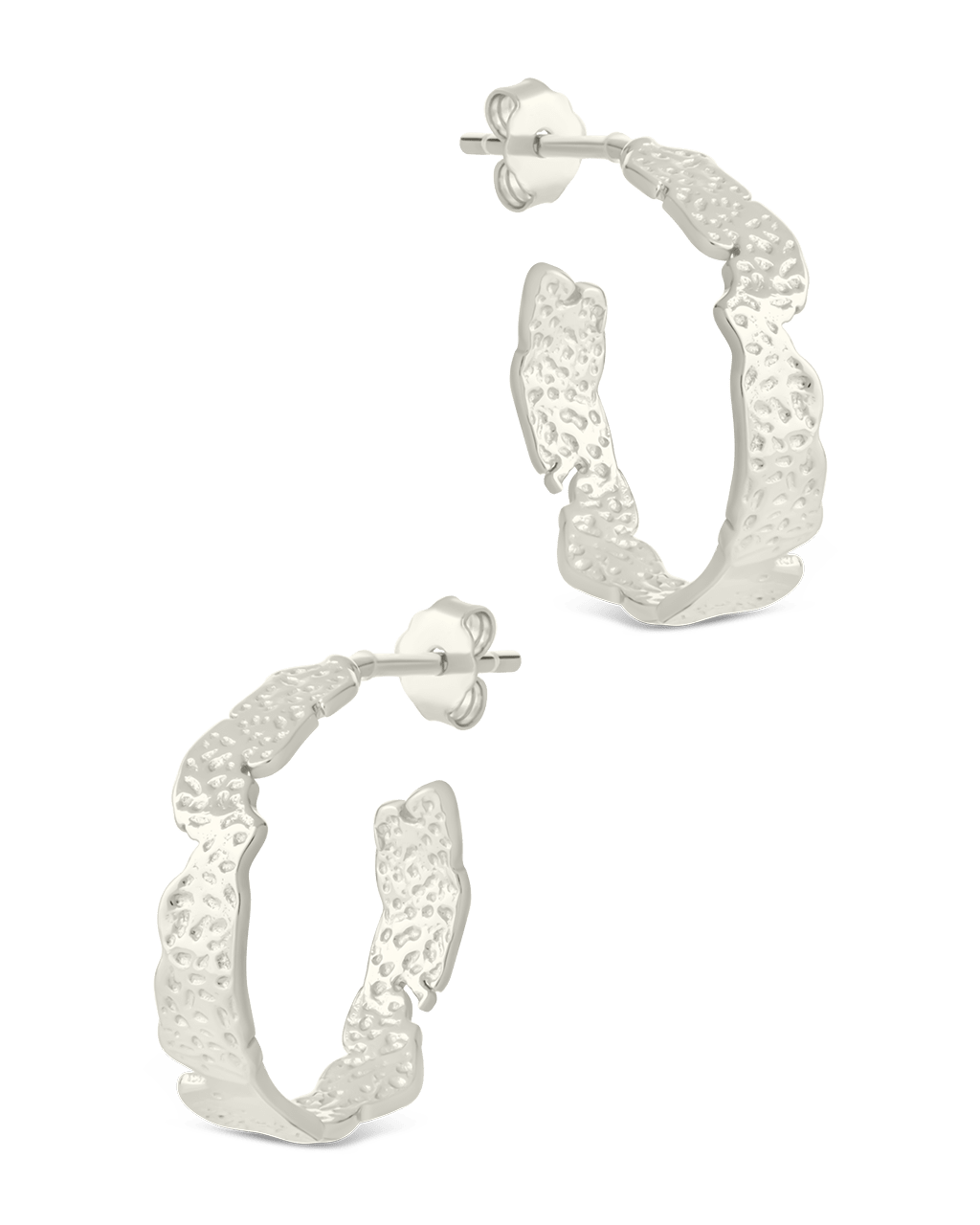 Sterling Silver Mary Textured Hoop Earrings - Sterling Forever