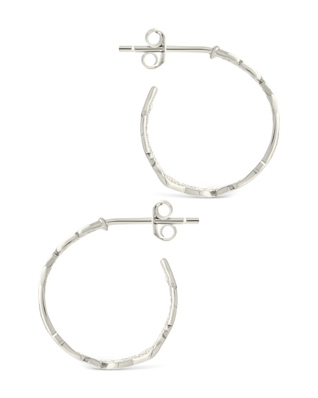 Sterling Silver Mary Textured Hoop Earrings - Sterling Forever