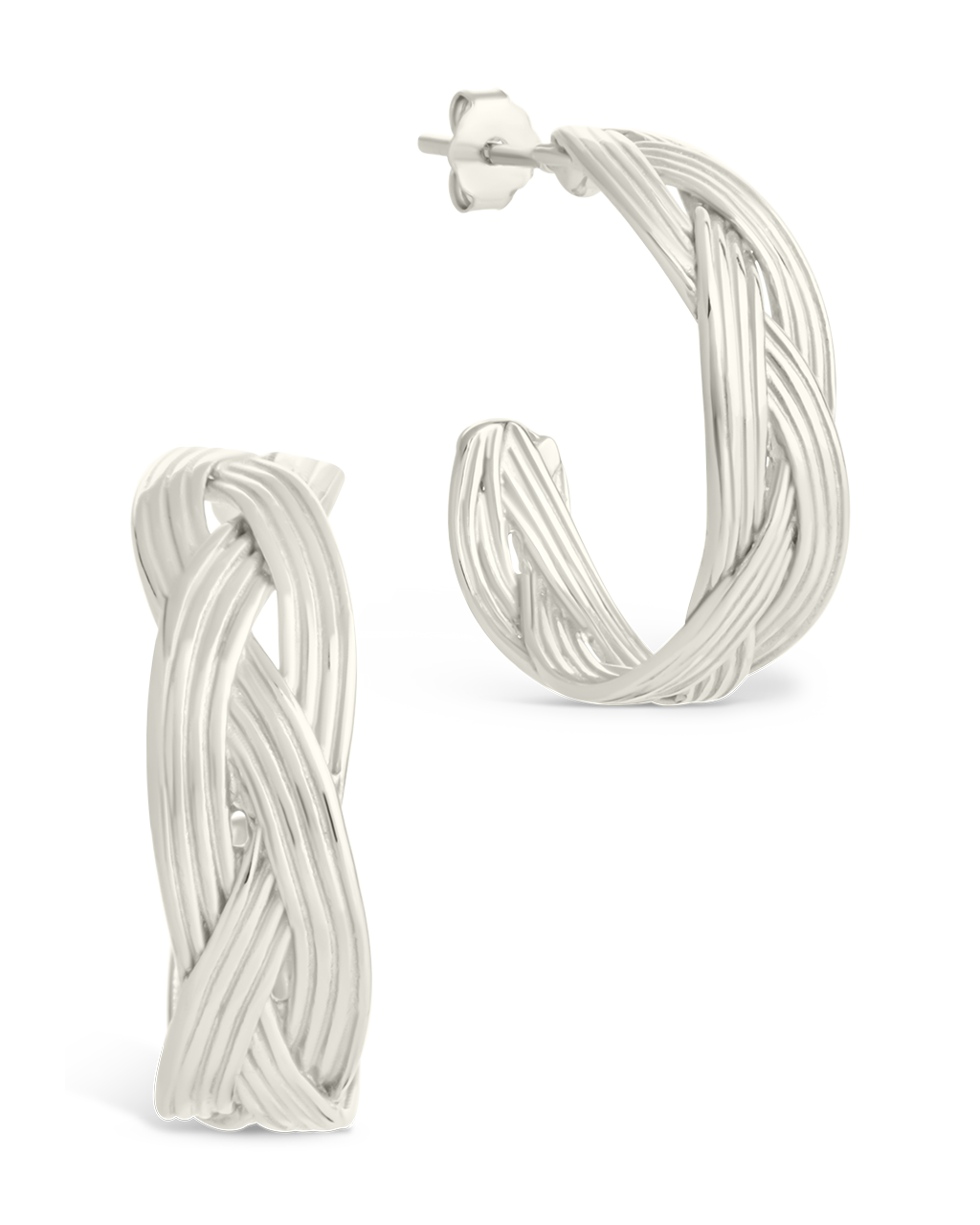 Sterling Silver Janet Ribbed Hoop Earrings