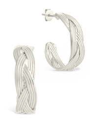 Sterling Silver Janet Ribbed Hoop Earrings - Sterling Forever