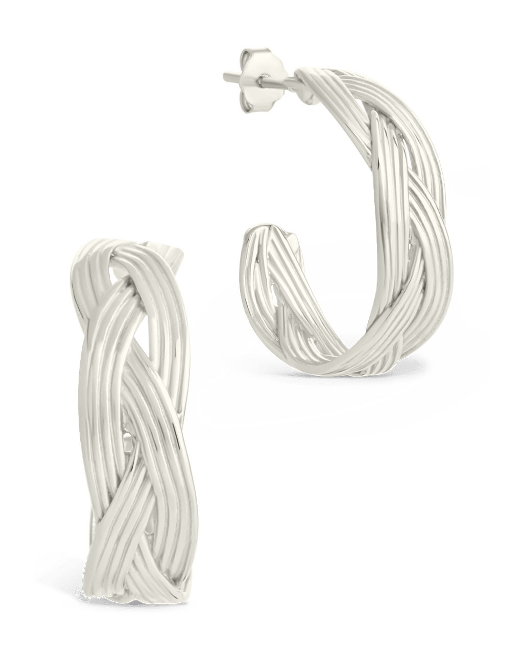 Sterling Silver Janet Ribbed Hoop Earrings - Sterling Forever