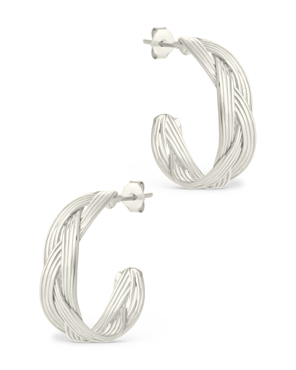 Sterling Silver Janet Ribbed Hoop Earrings