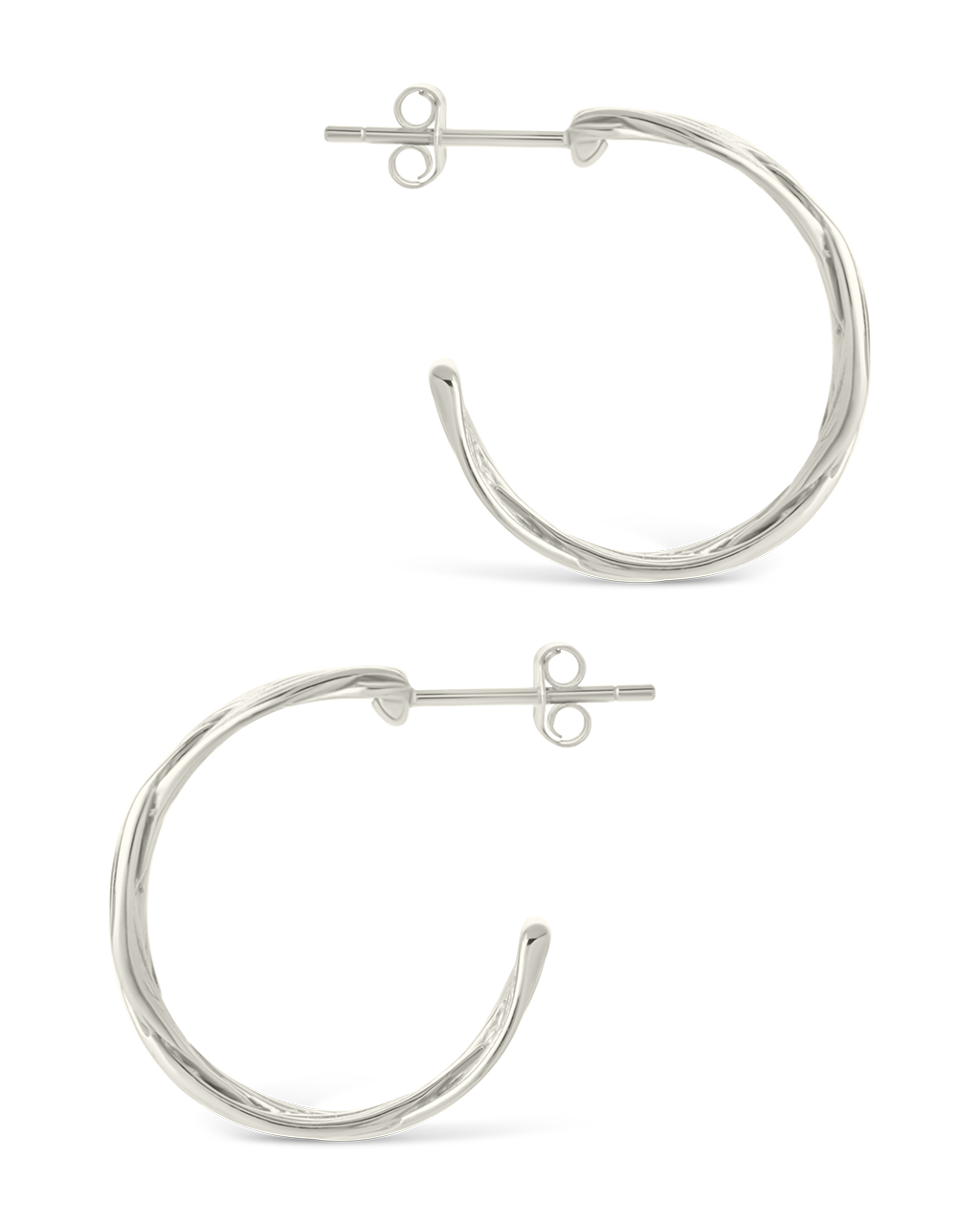 Sterling Silver Janet Ribbed Hoop Earrings