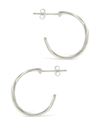 Sterling Silver Janet Ribbed Hoop Earrings - Sterling Forever