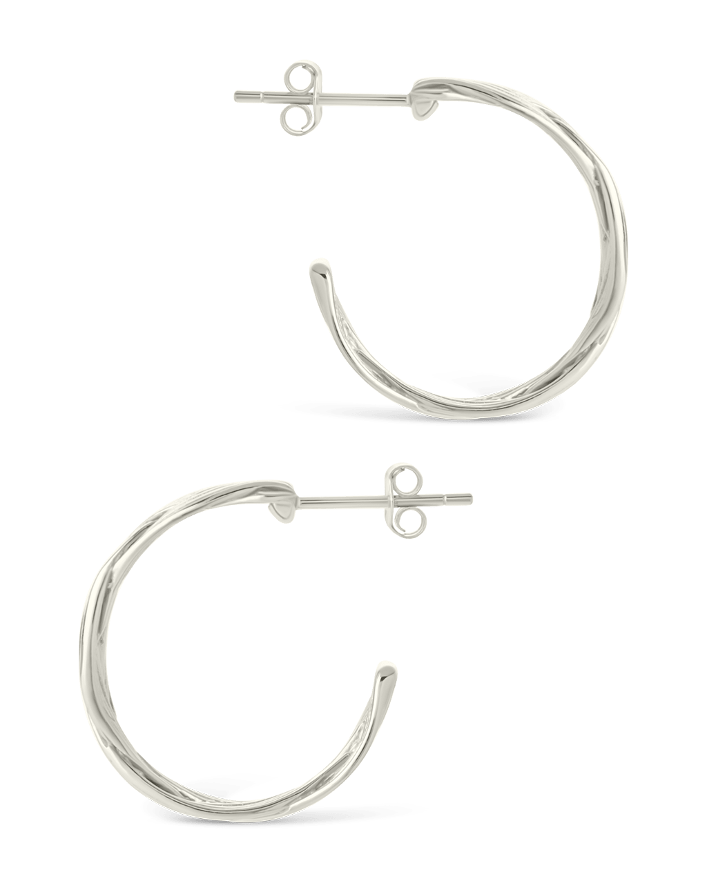 Sterling Silver Janet Ribbed Hoop Earrings - Sterling Forever