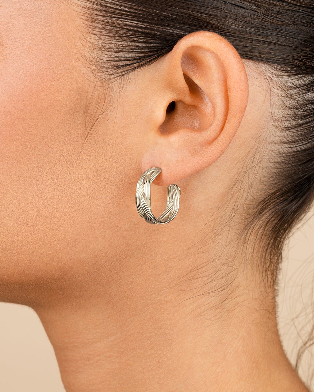 Sterling Silver Janet Ribbed Hoop Earrings - Sterling Forever