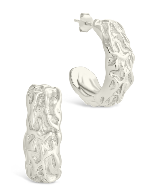 Sterling Silver Muna Ridged Stud Earrings