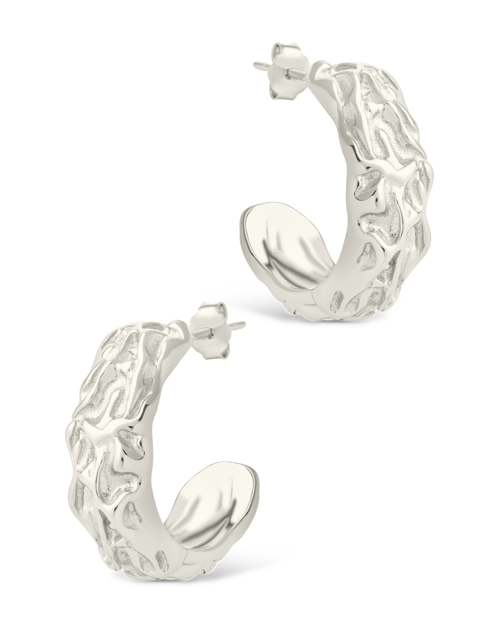 Sterling Silver Muna Ridged Stud Earrings