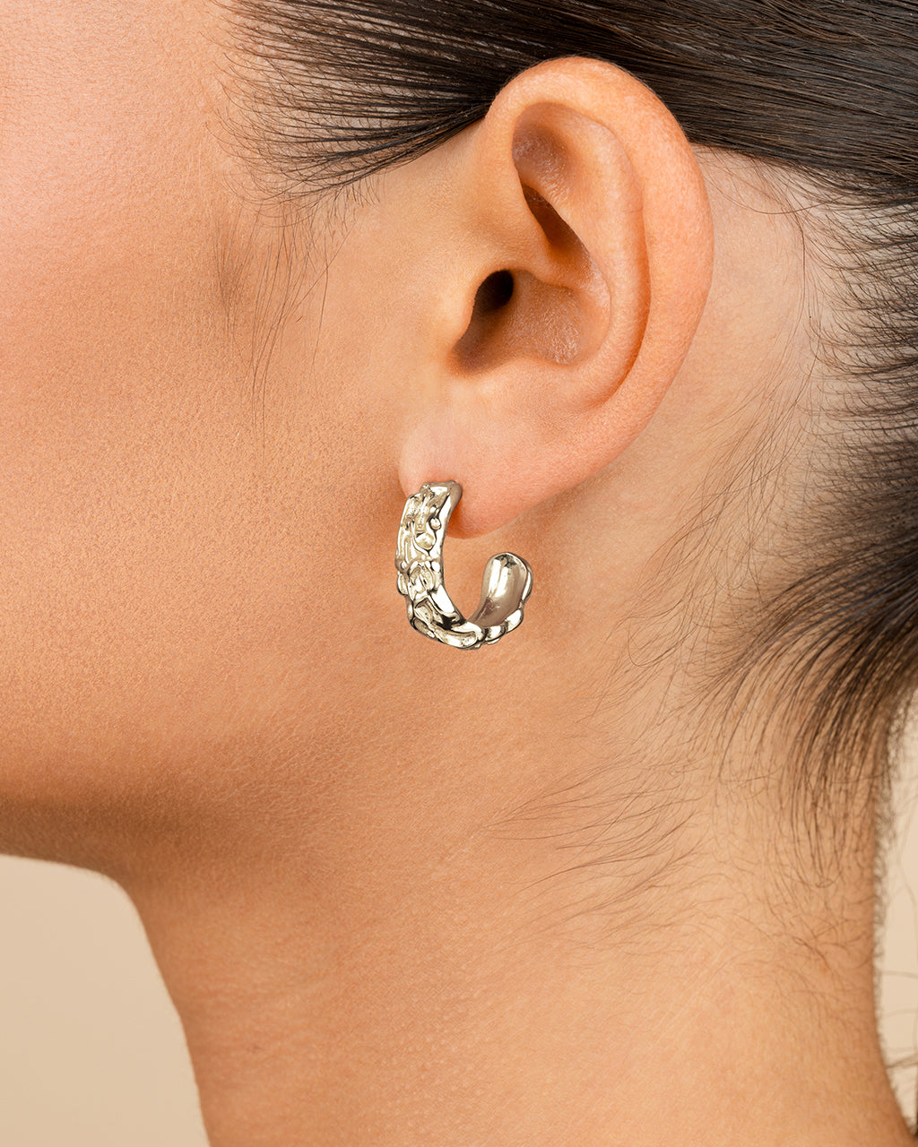 Sterling Silver Muna Ridged Stud Earrings