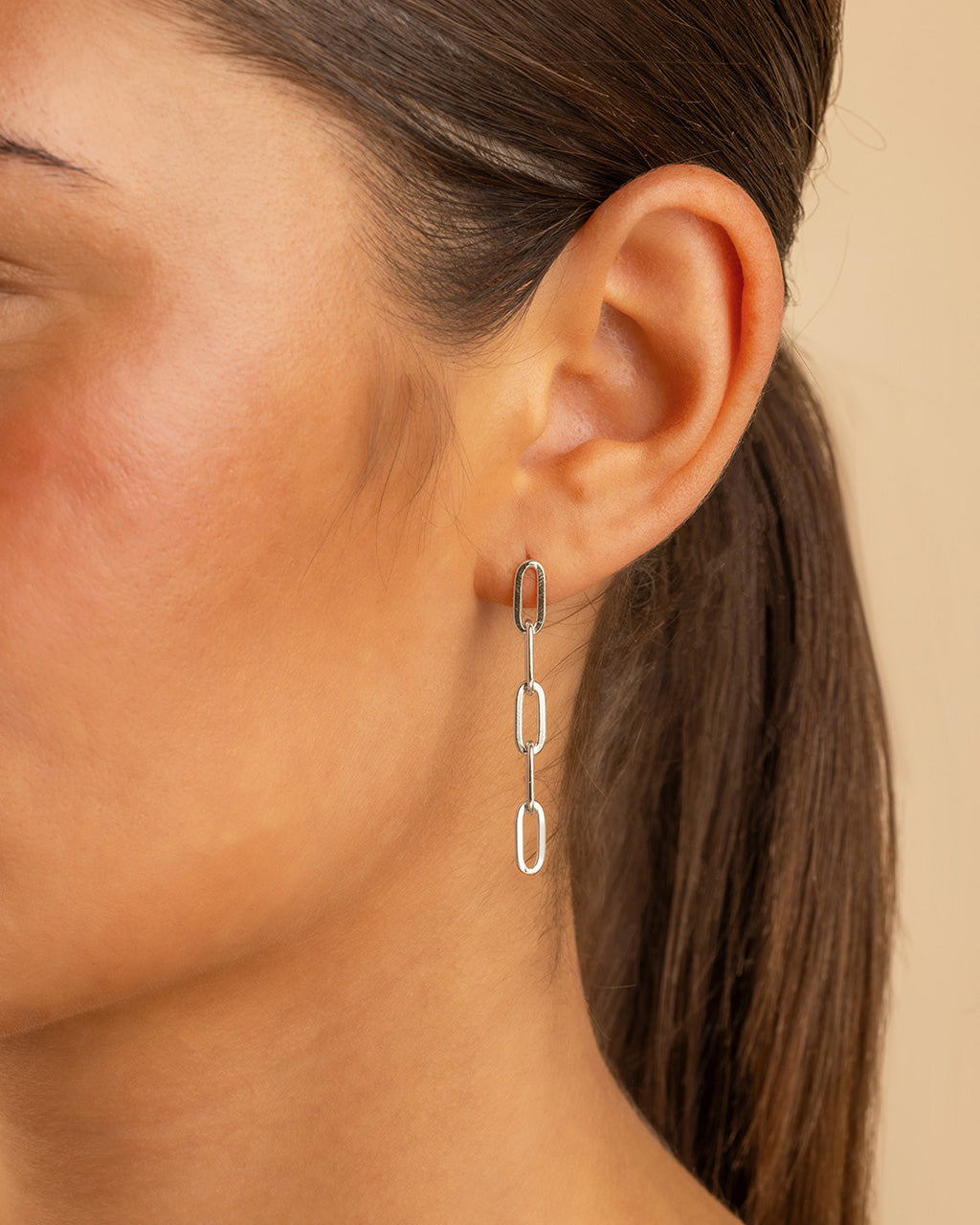 Sterling Silver Jennifer Paperclip Chain Drop Earrings