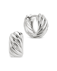 Sterling Silver Kailani Ribbed Swirl Hoops