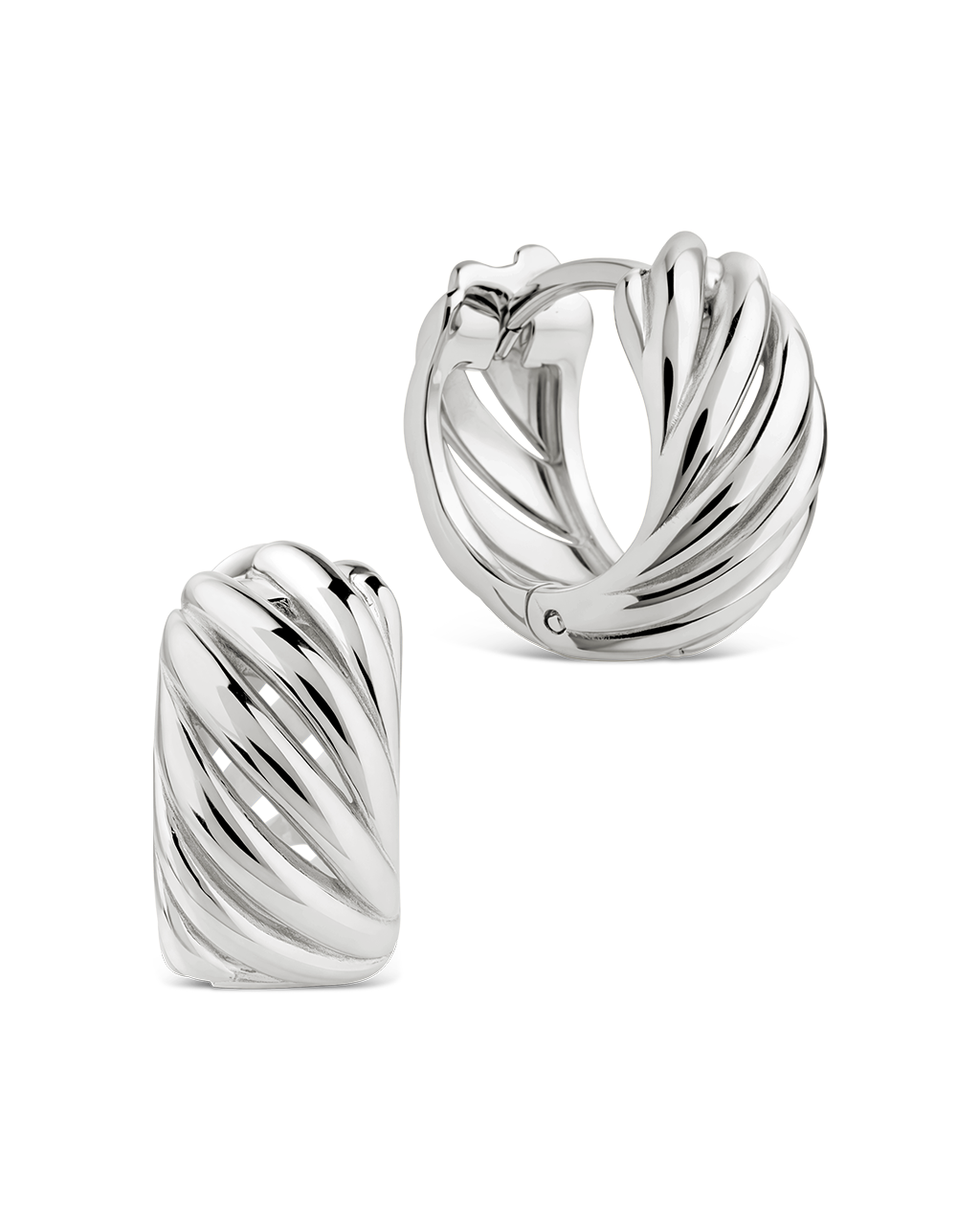 Sterling Silver Kailani Ribbed Swirl Hoops