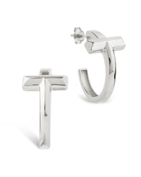 Sterling Silver Kaira Crossbar Hoops - Sterling Forever