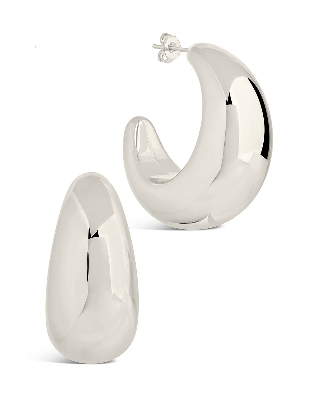 Eclipse Hoops Earring Sterling Forever Silver 1.6" 