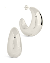Eclipse Hoops Earring Sterling Forever Silver 1.6" 