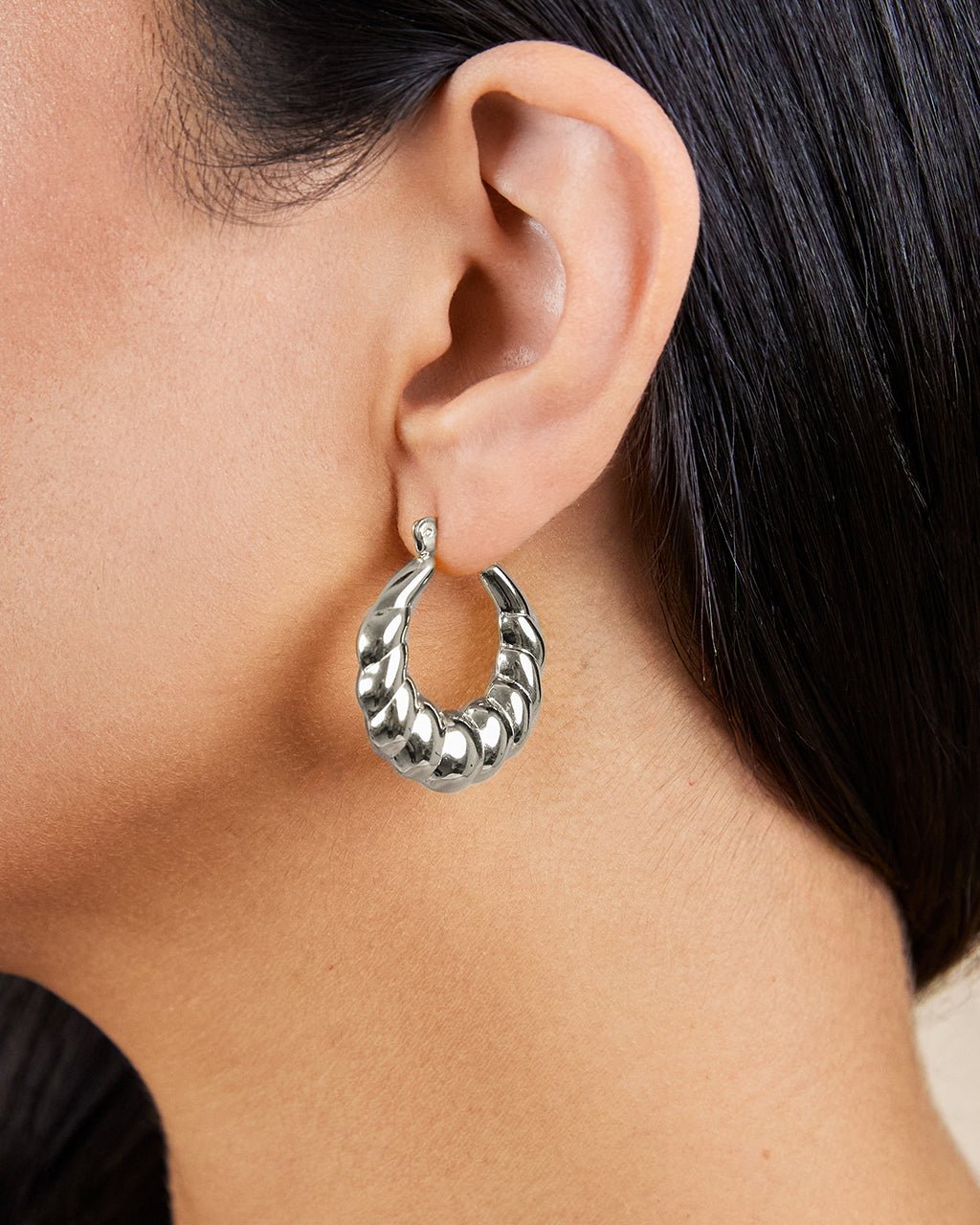 Piper Twisted Polished Hoop Earrings - Sterling Forever
