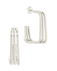 Square Prong Davina Hoop - Sterling Forever