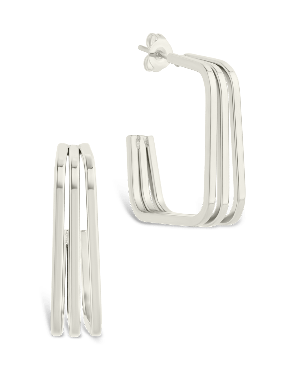 Square Prong Davina Hoop - Sterling Forever