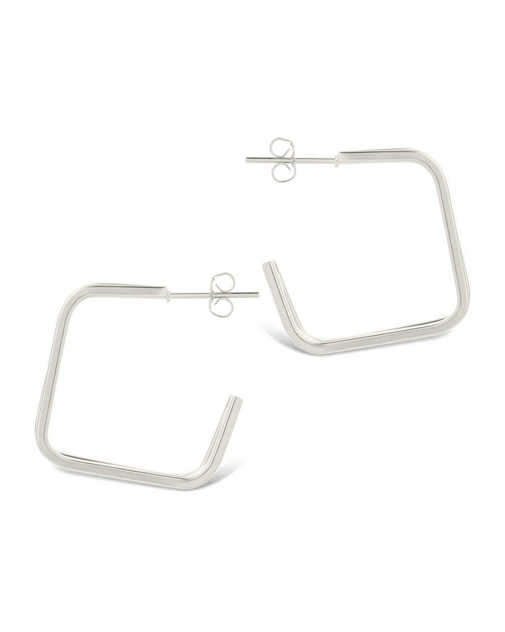 Square Prong Davina Hoop - Sterling Forever