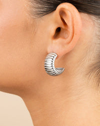 Philippa Ribbed Huggie Hoop Earrings - Sterling Forever